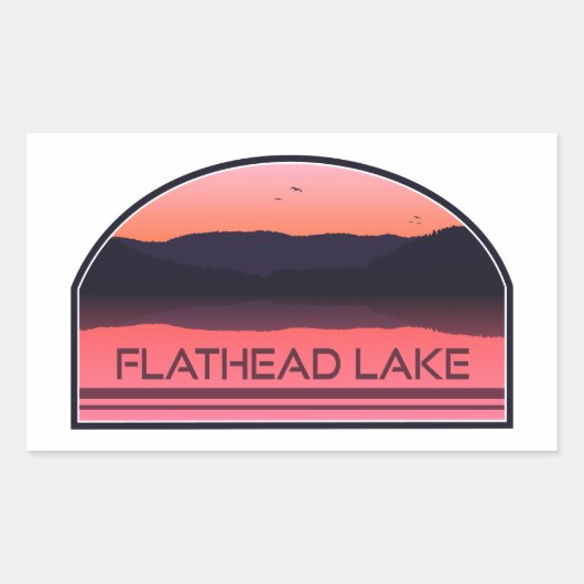 Flathead Lake Montana Red Sunrise Rechteckiger Aufkleber (Vorderseite)