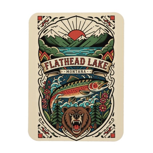 Flathead Lake Montana Reise Magnet (Vertikal)