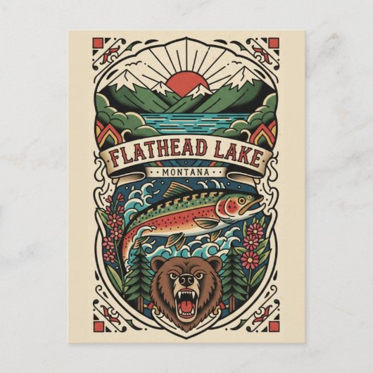 Flathead Lake Montana Reise Postkarte (Vorderseite)