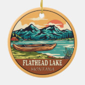 Flathead Lake Montana Schifffahrtsmarke Keramik Ornament (Hinten)