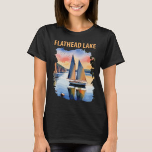 Flathead Lake Montana Segelboot Reise T-Shirt