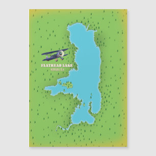 Flathead Lake Montana USA Karte Reiseplakat.