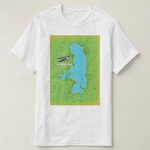 Flathead Lake Montana USA Karte Reiseplakat. T-Shirt