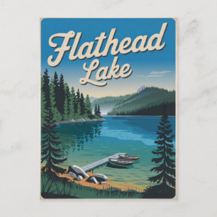 Flathead Lake Montana Vintage Postkarte