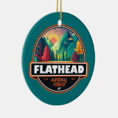 Flathead National Forest Montana Emblem Keramik Ornament (Rechts)