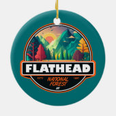 Flathead National Forest Montana Emblem Keramik Ornament (Hinten)