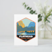 Flathead National Forest Montana Vintages Emblem Postkarte (Stehend Vorderseite)