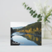 Flathead River View mit Bergen und Fallbäumen Postkarte (Stehend Vorderseite)