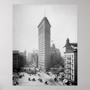Flatiron-Gebäude, 1905. Vintage New York Foto Poster