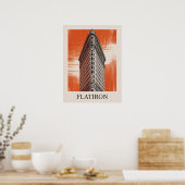 Flatiron-Gebäude Grafik Orange Poster (Küche)