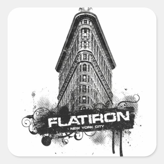 Flatiron Gebäude New York City Quadratischer Aufkleber (Vorderseite)
