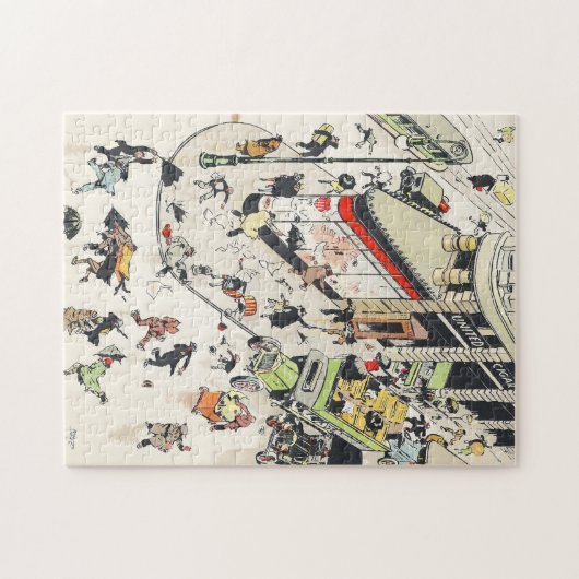 Flatiron Gebäude Street Szene New York Tony Sarg Puzzle (Horizontal)