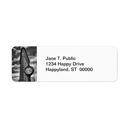 Flatiron Gebäude und Uhr in Schwarz und Weiß (Vorne)