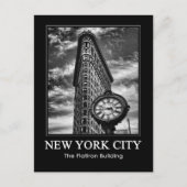 Flatiron Gebäude und Uhr in Schwarz und Weiß 1C Postkarte (Vorderseite)