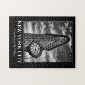 Flatiron Gebäude und Uhr in Schwarz und Weiß 1C Puzzle (Horizontal)