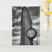 Flatiron Gebäude und Uhr in Schwarz und Weiß Karte (Gelbe Blume)