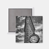 Flatiron Gebäude und Uhr in Schwarz und Weiß Magnet (Vorderseite/Rückseite)