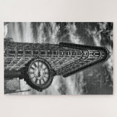 Flatiron Gebäude und Uhr in Schwarz und Weiß Puzzle (Horizontal)