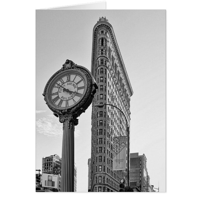 Flatiron Gebäude und Uhr in Schwarzweiss-2 (Vorne)