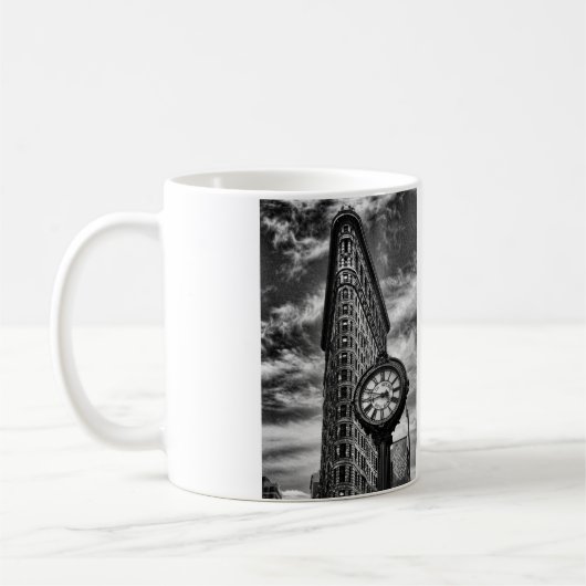 Flatiron Gebäude und Uhr in Schwarzweiss Kaffeetasse (Links)