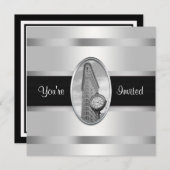 Flatiron Gebäude White Silver BW Party Einladung (Vorne/Hinten)