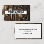 Flatlay rustikale SchmiedeAuto-Gebäude-Werkzeuge Visitenkarte (Vorne/Hinten)