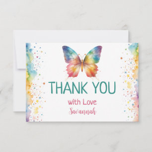 Flatter auf dem Regenbogen-Schmetterling 1. Geburt Dankeskarte