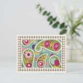 Flatter Paisley - Aqua- Postkarte (Stehend Vorderseite)