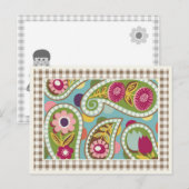 Flatter Paisley - Aqua- Postkarte (Vorne/Hinten)