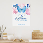 Flattere auf zum Geburtstag von Schmetterlingen Wi Poster (Küche)
