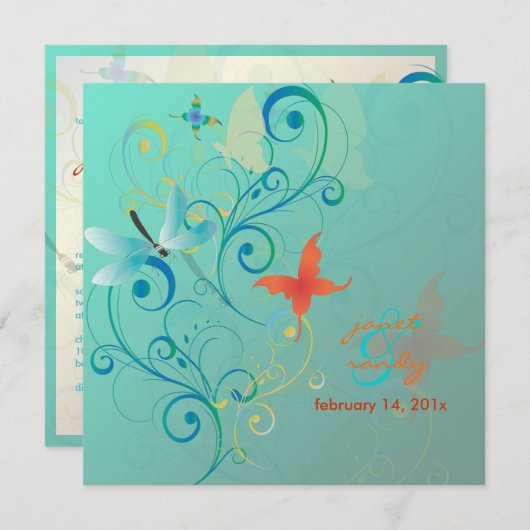 Flattern durch... Drachenfliege+Schmetterlinge+Wir Einladung (Vorne/Hinten)