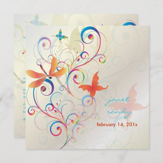 Flattern durch... Drachenfliege+Schmetterlinge+Wir Einladung (Vorne/Hinten)