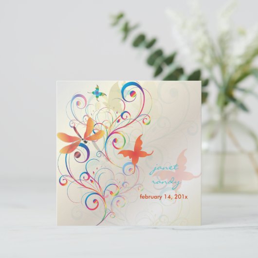 Flattern durch... Drachenfliege+Schmetterlinge+Wir Einladung (Stehend Vorderseite)