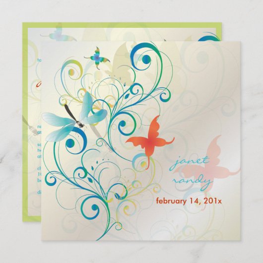 Flattern durch... Drachenfliege+Schmetterlinge+Wir Einladung (Vorne/Hinten)