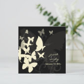 Flattern durch... Schmetterlinge, Sahne/Schwarz Einladung (Stehend Vorderseite)