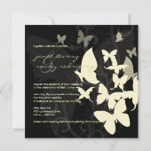 Flattern durch... Schmetterlinge, Sahne/Schwarz Einladung (Rückseite)