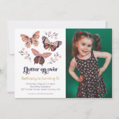 Flattern über SchmetterlingsfotoGeburtstagseinladu Einladung (Vorderseite)