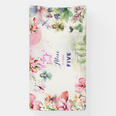 Flattern und wirbeln Fairy Garden Aquarell Geburts Banner (Vertikal)