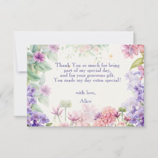 Flattern und wirbeln Fairy Garden Aquarell Geburts Dankeskarte (Vorderseite)