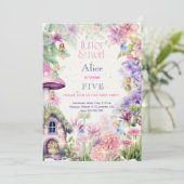 Flattern und wirbeln Fairy Garden Aquarell Geburts Einladung (Stehend Vorderseite)