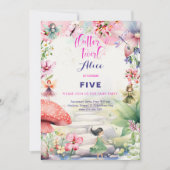 Flattern und wirbeln Fairy Garden Aquarell Geburts Einladung (Vorderseite)