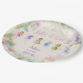 Flattern und wirbeln Fairy Garden Aquarell Geburts Pappteller (Schrägansicht)