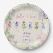 Flattern und wirbeln Fairy Garden Aquarell Geburts Pappteller (Vorderseite)