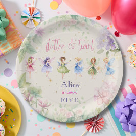 Flattern und wirbeln Fairy Garden Aquarell Geburts Pappteller