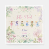 Flattern und wirbeln Fairy Garden Aquarell Geburts Serviette (Vorderseite)