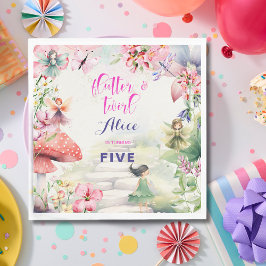 Flattern und wirbeln Fairy Garden Aquarell Geburts Serviette