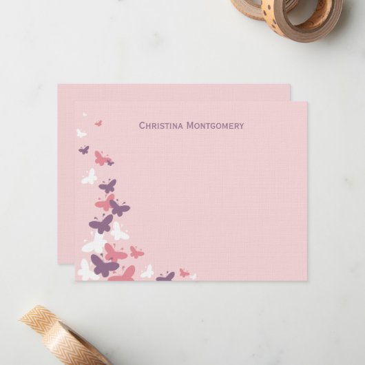 Flatternde Schmetterlinge Flat Dankeschön Karten (Vorderseite/Rückseite Beispiel)