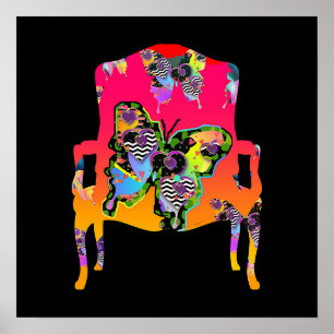 Flatternde Schmetterlinge Vintager Sessel Poster