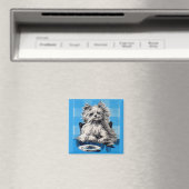 flatternder Hund, der am Tisch isst Magnet (In Situ (Geschirrspüler))
