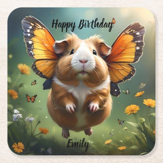 "Flatterpaws: Die Guinea, in der das Schwein flieg Rechteckiger Pappuntersetzer (Vorderseite)